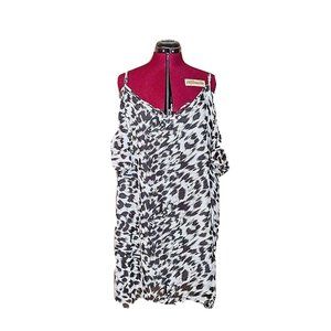 Extra Touch Womens Top Size 2X Adjustable Straps Animal Print Cold Shoul…